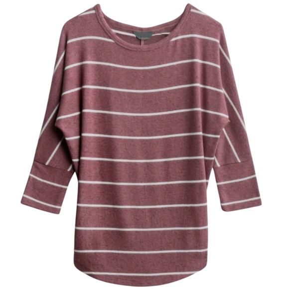 Market & Spruce Dolman Knit Top Size Small Mauve Stripe - Picture 1 of 4